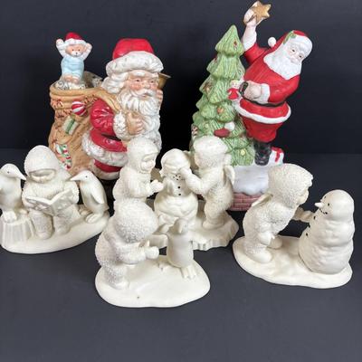 LOT 129: Santa Music Boxes & Dept. 56 Snowbabies