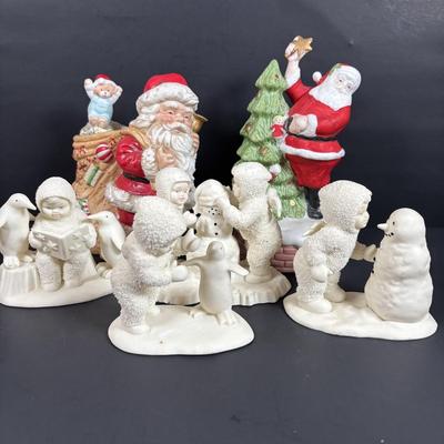 LOT 129: Santa Music Boxes & Dept. 56 Snowbabies