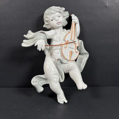 LOT 130: Vintage Simonett Italy Depose Figures: Hanging Musical Angel/Cherubs