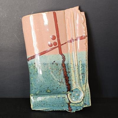 LOT 137: Anne-Hise Pottery Bowl, Winegar Stoneware Oil Lamp, Pottery Wall Pocket & More