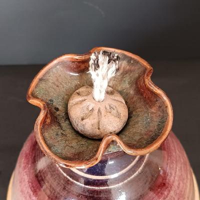 LOT 137: Anne-Hise Pottery Bowl, Winegar Stoneware Oil Lamp, Pottery Wall Pocket & More