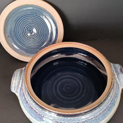 LOT 138: Lipkin Pottery Signed Covered Bowl & Pottery Art Plate
