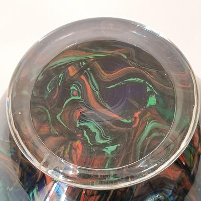 LOT 139: Makora Art Glass Bowl & Signed Deeble Etched Glass Bowl