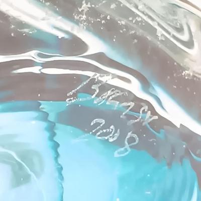 LOT 140: Signed Blue Swung Glass Vase with Signed Orrefors-Style Purple Bud Vase