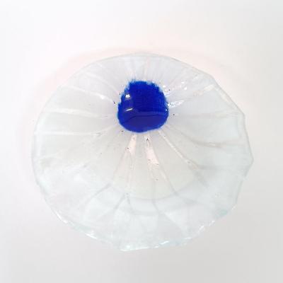 LOT 142: Lefton China Trinket Dish, Fused Art Glass Plate, Pink Ruffle Top Vase & More