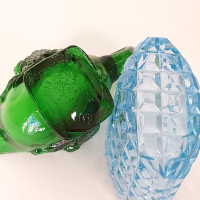 LOT 142: Lefton China Trinket Dish, Fused Art Glass Plate, Pink Ruffle Top Vase & More