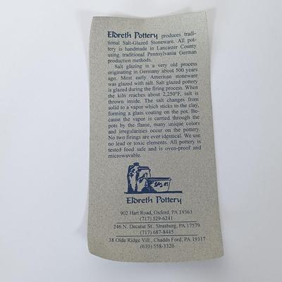 LOT 143: Eldreth Pottery Studio Stoneware Crock with Blue Glass Heart Trinket Box