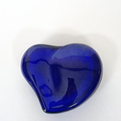 LOT 143: Eldreth Pottery Studio Stoneware Crock with Blue Glass Heart Trinket Box