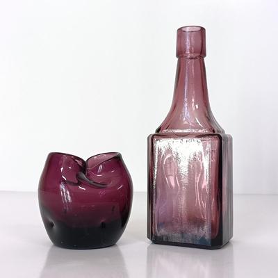 LOT 144: Purple and Blue Art Glass