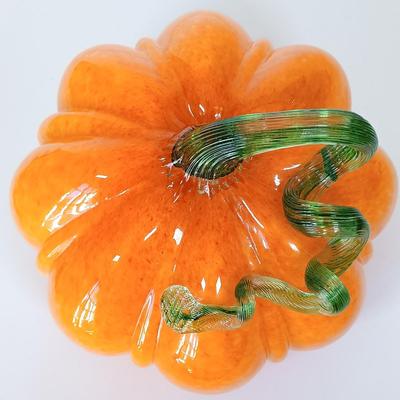 LOT 145: Set of (2) Handmade Glass Art Pumpkins