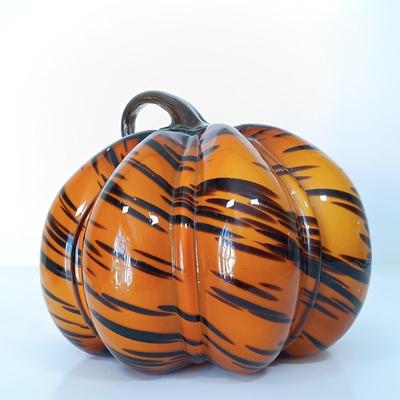 LOT 145: Set of (2) Handmade Glass Art Pumpkins