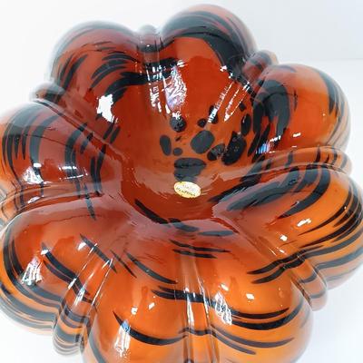 LOT 145: Set of (2) Handmade Glass Art Pumpkins