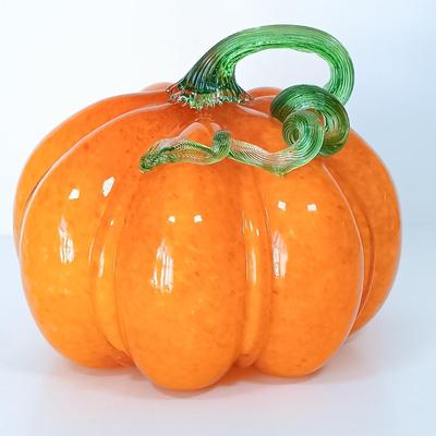 LOT 145: Set of (2) Handmade Glass Art Pumpkins