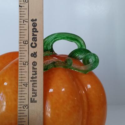 LOT 145: Set of (2) Handmade Glass Art Pumpkins