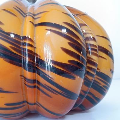 LOT 145: Set of (2) Handmade Glass Art Pumpkins