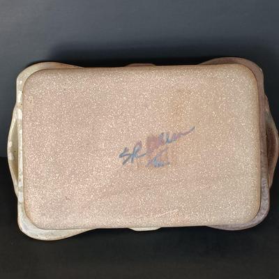 LOT 148: Signed Michael Obranovich Pottery Tray & Signed Pottery Tray with Handles