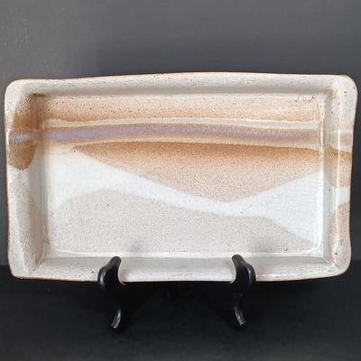 LOT 148: Signed Michael Obranovich Pottery Tray & Signed Pottery Tray with Handles