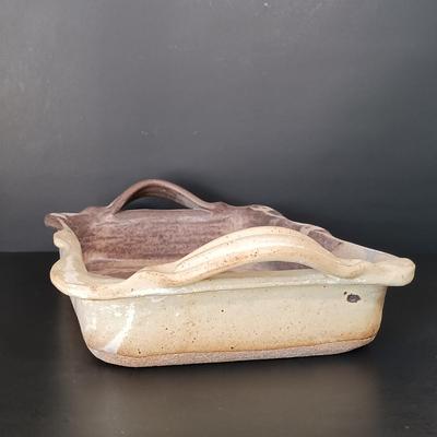 LOT 148: Signed Michael Obranovich Pottery Tray & Signed Pottery Tray with Handles