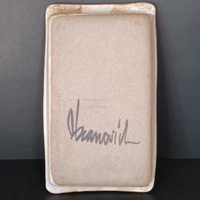 LOT 148: Signed Michael Obranovich Pottery Tray & Signed Pottery Tray with Handles