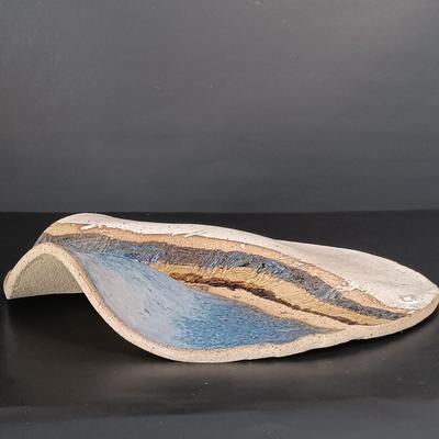 LOT 151: Davis Signed Spiral Art Plate, Signed Stoneware Dish & Signed Pottery Wall Art