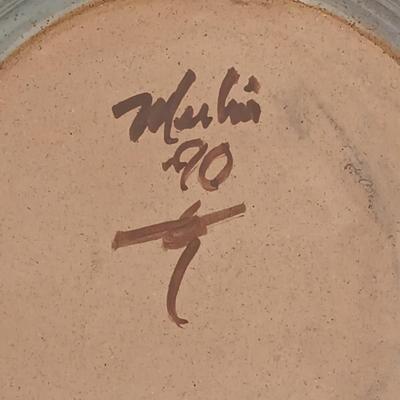 LOT 151: Davis Signed Spiral Art Plate, Signed Stoneware Dish & Signed Pottery Wall Art