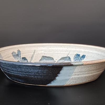 LOT 151: Davis Signed Spiral Art Plate, Signed Stoneware Dish & Signed Pottery Wall Art