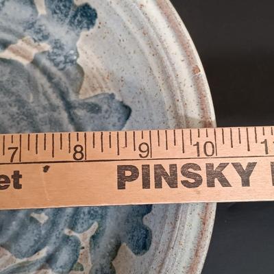 LOT 151: Davis Signed Spiral Art Plate, Signed Stoneware Dish & Signed Pottery Wall Art