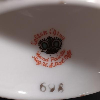 LOT 155: Lefton China Egg Cups, Limoges Art Plates, Lefton Art Pitcher & More