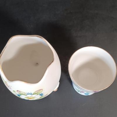 LOT 155: Lefton China Egg Cups, Limoges Art Plates, Lefton Art Pitcher & More