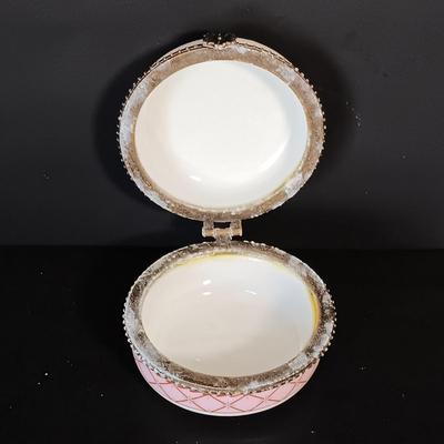 LOT 155: Lefton China Egg Cups, Limoges Art Plates, Lefton Art Pitcher & More