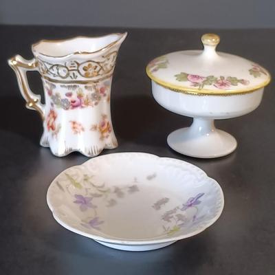 LOT 156: Arklow Ironstone Bo Peep Mug and Egg Cup with Lefton China Plate, Nippon Mini Lidded Dish & More