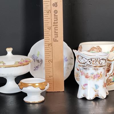LOT 156: Arklow Ironstone Bo Peep Mug and Egg Cup with Lefton China Plate, Nippon Mini Lidded Dish & More