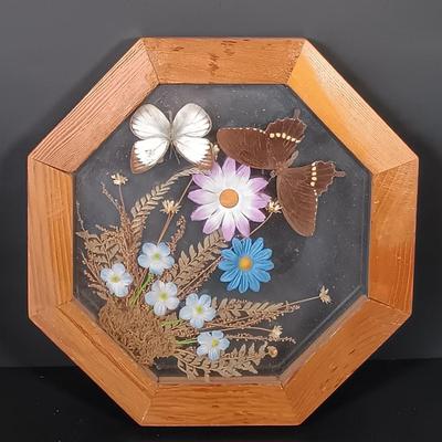 LOT 157: Karlsruhe Ceramic Art Tile, Wood Trinket Box, Framed Insect Art & Art Print