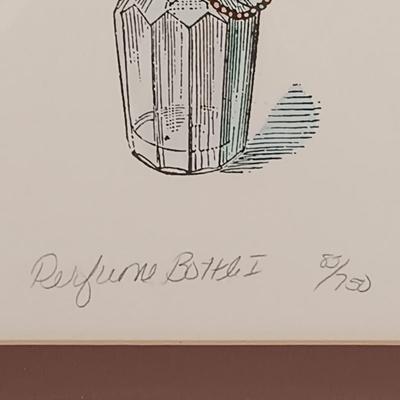 LOT 158: Numbered Perfume Bottle Print, Stone Bead Necklaces, Signed Wedgewood Trinket Box & More