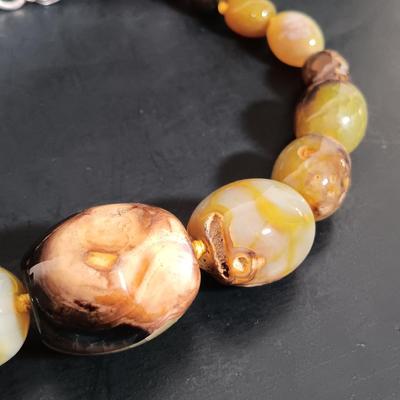 LOT 158: Numbered Perfume Bottle Print, Stone Bead Necklaces, Signed Wedgewood Trinket Box & More