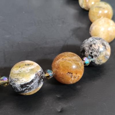 LOT 158: Numbered Perfume Bottle Print, Stone Bead Necklaces, Signed Wedgewood Trinket Box & More