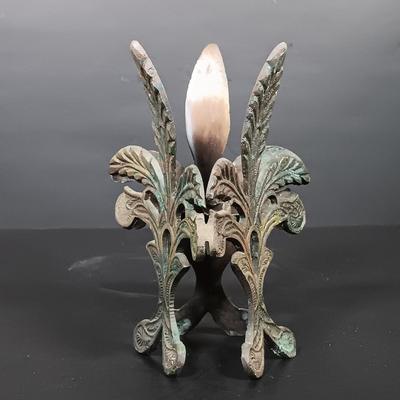 LOT 159: Vintage Blue Glaze Pottery Jar with Metal Candle Holder