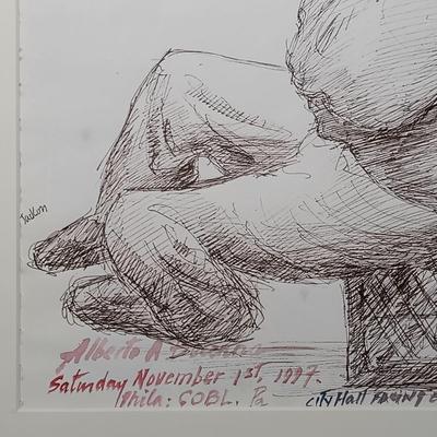 LOT 160: Set of Original Signed Pen and Ink Drawings by Alberto A. Becerra