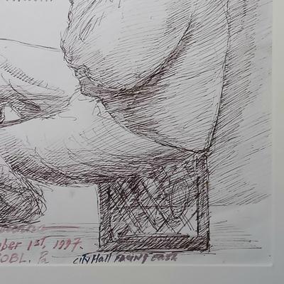 LOT 160: Set of Original Signed Pen and Ink Drawings by Alberto A. Becerra