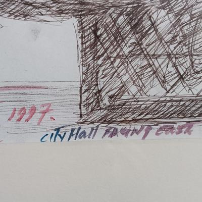 LOT 160: Set of Original Signed Pen and Ink Drawings by Alberto A. Becerra