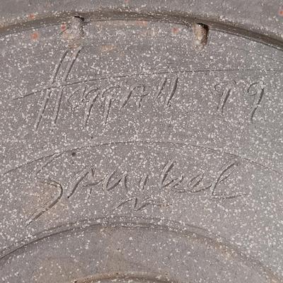 LOT 161: Nautical-Themed Signed Art Pottery with Metal Wall Display