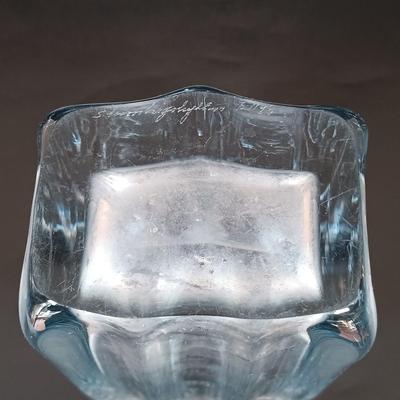 LOT 162: Lenox Mr. and Mrs. Snowman Salt and Pepper Shakers with Strombergshyttan Vase, Českći Crystal Vase & Pressed Glass Bowl