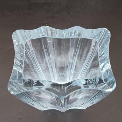 LOT 162: Lenox Mr. and Mrs. Snowman Salt and Pepper Shakers with Strombergshyttan Vase, Českći Crystal Vase & Pressed Glass Bowl