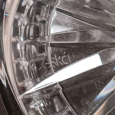 LOT 162: Lenox Mr. and Mrs. Snowman Salt and Pepper Shakers with Strombergshyttan Vase, Českći Crystal Vase & Pressed Glass Bowl