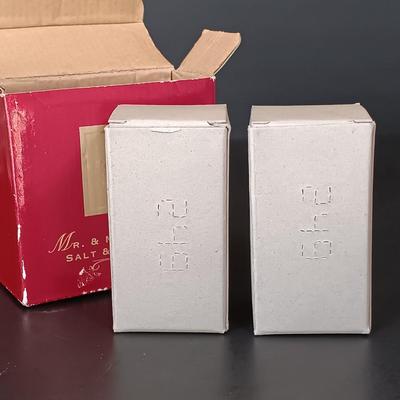 LOT 162: Lenox Mr. and Mrs. Snowman Salt and Pepper Shakers with Strombergshyttan Vase, Českći Crystal Vase & Pressed Glass Bowl