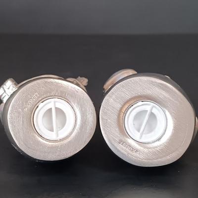 LOT 162: Lenox Mr. and Mrs. Snowman Salt and Pepper Shakers with Strombergshyttan Vase, Českći Crystal Vase & Pressed Glass Bowl