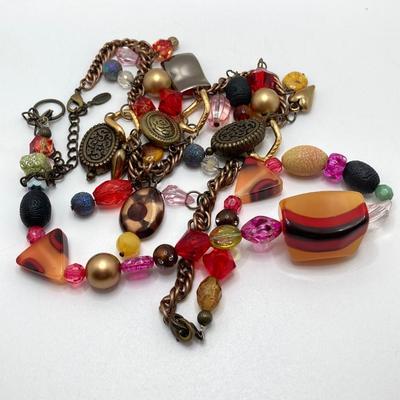 LOT 192: Beautiful and Colorful Collection of Costume Jewelry - Some with Sterling Clasps