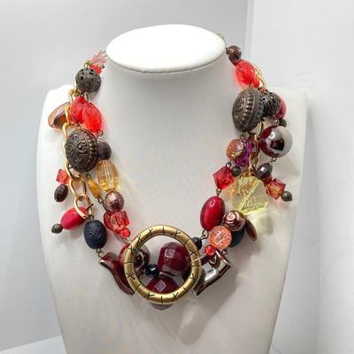 LOT 192: Beautiful and Colorful Collection of Costume Jewelry - Some with Sterling Clasps