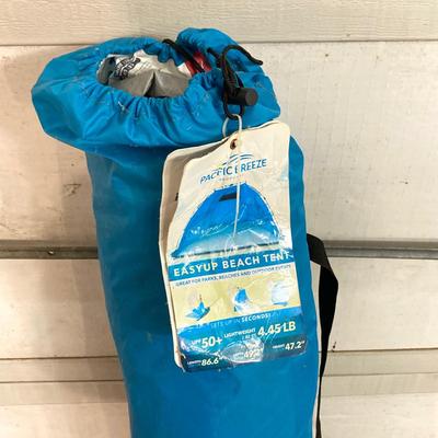 LOT 197: Beach Collection - Tommy Bahama Chair, Pacific Breeze Easy Up Tent, Totes, Towels and More