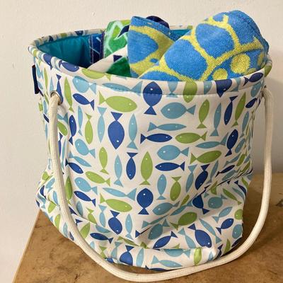 LOT 197: Beach Collection - Tommy Bahama Chair, Pacific Breeze Easy Up Tent, Totes, Towels and More